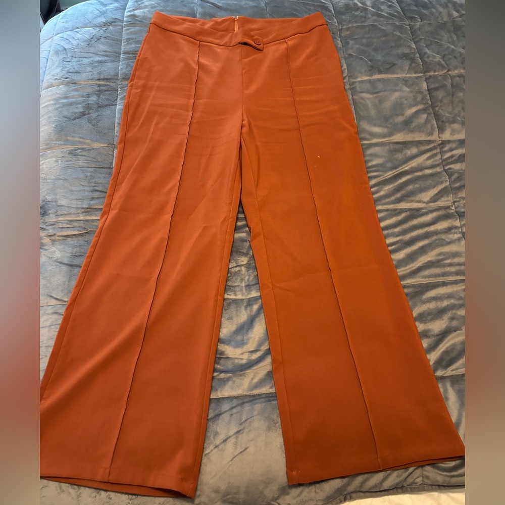 SHEIN Rust Orange Wide Leg Pants